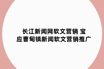 长江新闻网软文营销 宝应曹甸镇新闻软文营销推广